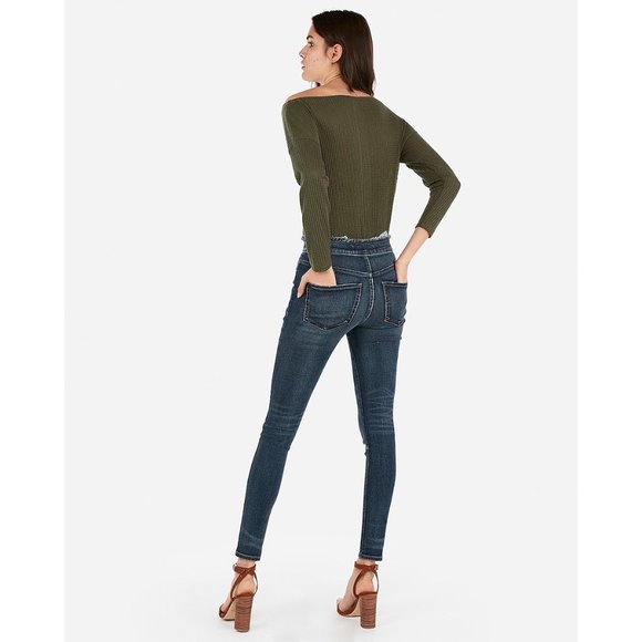 Express High Waisted Denim Perfect Skinny Jeans 12 - Picture 3 of 3
